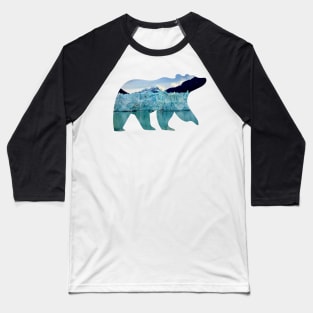 Alaska Iceberg Bear Silhouette Baseball T-Shirt